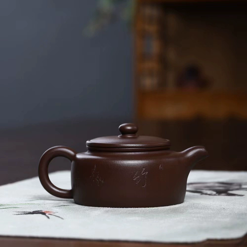 Оригинальный чайник из фиолетовой глины Лугуеча из оригинальной шахты, старый фиолетовый глина вырезанная орхидея, плоская печать чайник домашний кунг-фу чайник сервиз