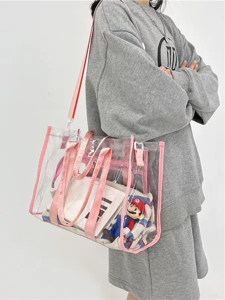 New Transparent Bag Crossbody Bag for Women Swimming Fitness Pvc Waterproof Handbag Simple Large Capacity Shoulder Bag for Women