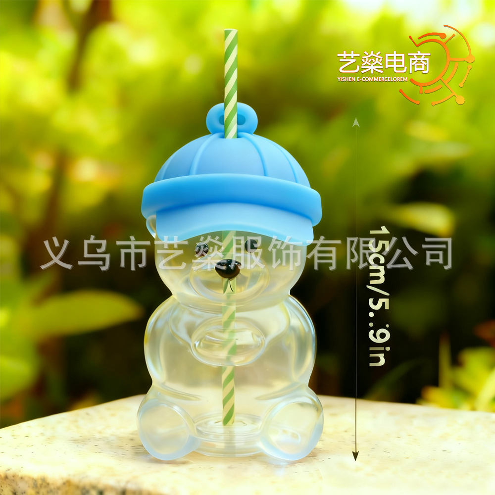 Transfronterizo Amazon Bearista Glass Straw Cup Teddy Bear Glass Straw Cup en stock