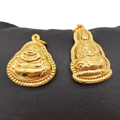 黄铜镀金佛吊坠 观世音菩萨项坠 真空电镀厚金 双面弥勒佛祖吊坠|ms