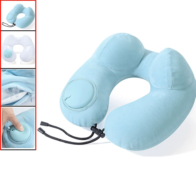 Inflatable handheld neck pillow, airplane for traveling, with neck protection