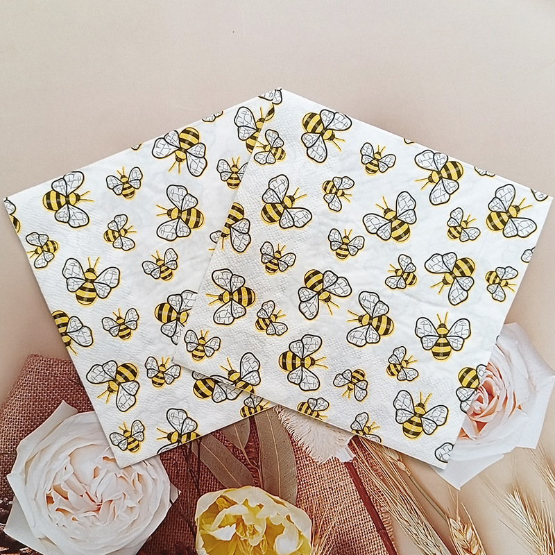 Manufacturer's Ready-Made New Cross-Border Bee Printed Paper Towels Disposable Birthday Party Printed Napkins Manufacturer's Ready-Made New Cross-Border Bee Printed Paper Towels Disposable Birthday Party Printed Napkins