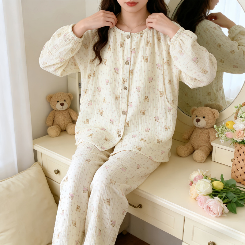 Multiple Styles of Pure Cotton Nursing Pajamas for Summer, Postpartum Breastfeeding, Maternity Loungewear, Spring and Autumn Thin Double-Layer Cotton Gauze Maternity Wear Multiple Styles of Pure Cotton Nursing Pajamas for Summer, Postpartum Breastfeeding, Maternity Loungewear, Spring and Autumn Thin Double-Layer Cotton Gauze Maternity Wear