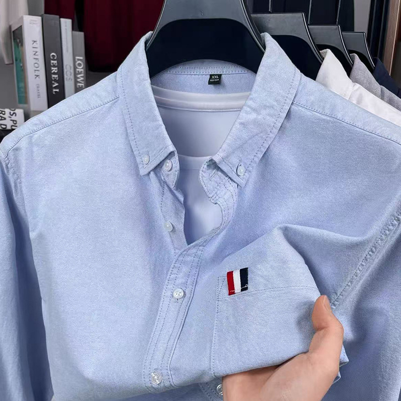 2026 Autumn New Pure Cotton Men's Long Sleeve Shirt, Youth Fashion Casual All-Cotton Solid Color Light Business Shirt for Men 2026 Autumn New Pure Cotton Men's Long Sleeve Shirt, Youth Fashion Casual All-Cotton Solid Color Light Business Shirt for Men