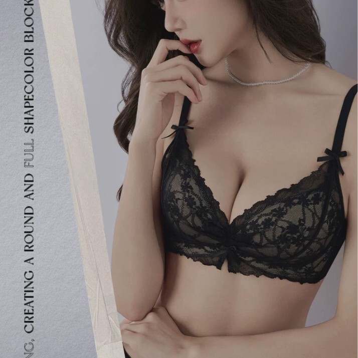 Underwear for Women with Small Breasts Pushed Together to Make Them Look Bigger 2025 New Style Push-Up Anti-Sagging Breast-Retracting Flat-Chest Sexy Lace Bra