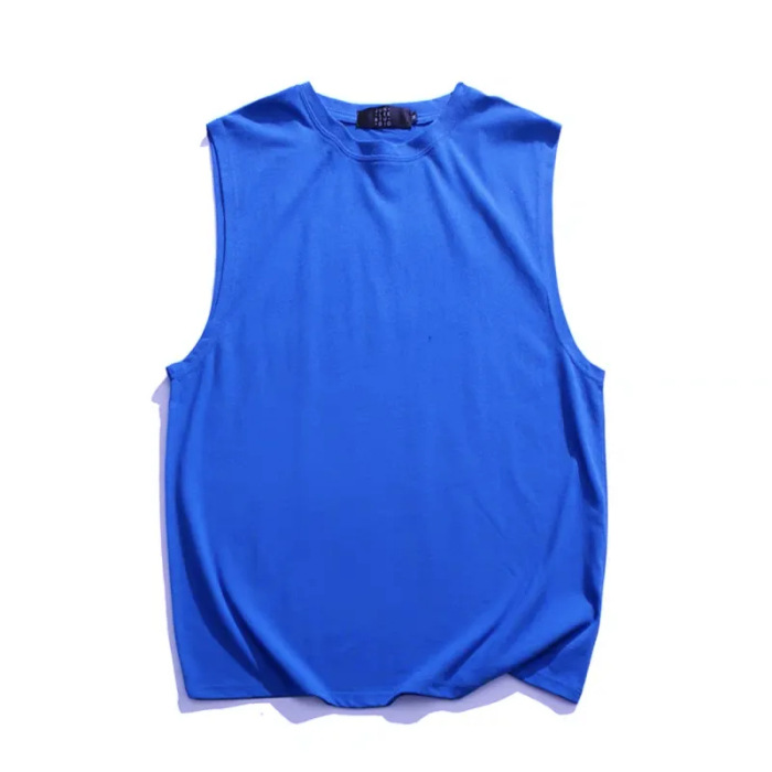 파란색 단색 조끼