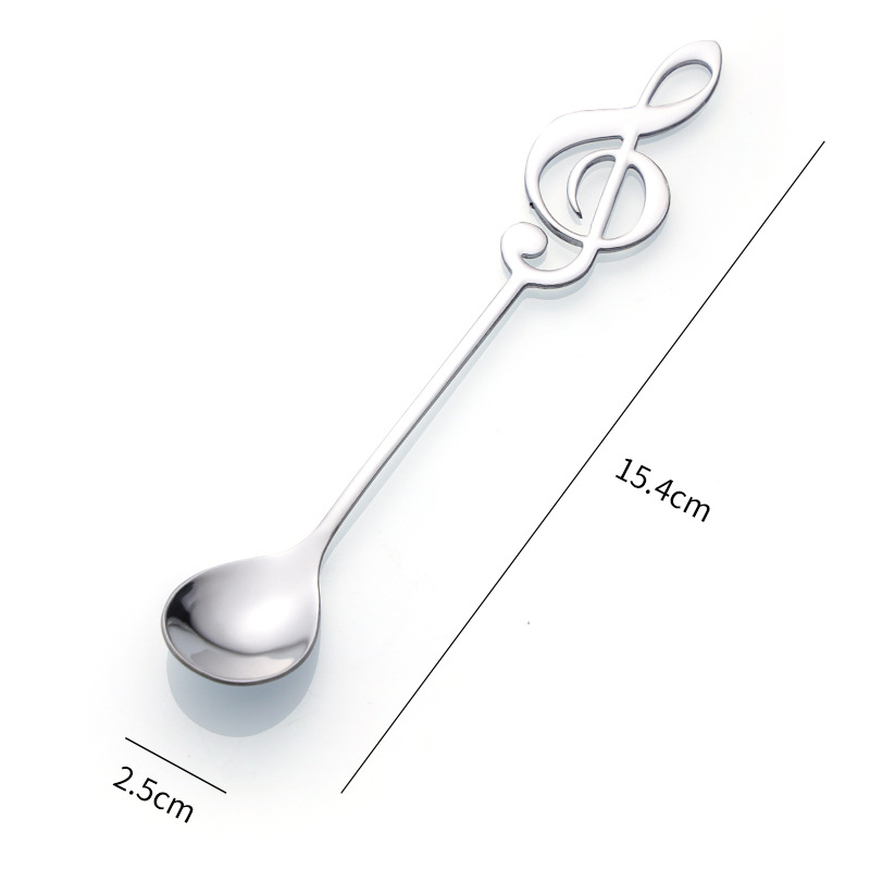 304 cuchara de música de acero inoxidable creativo nota musical forma café postre cuchara de oro regalo transfronterizo en stock al por mayor