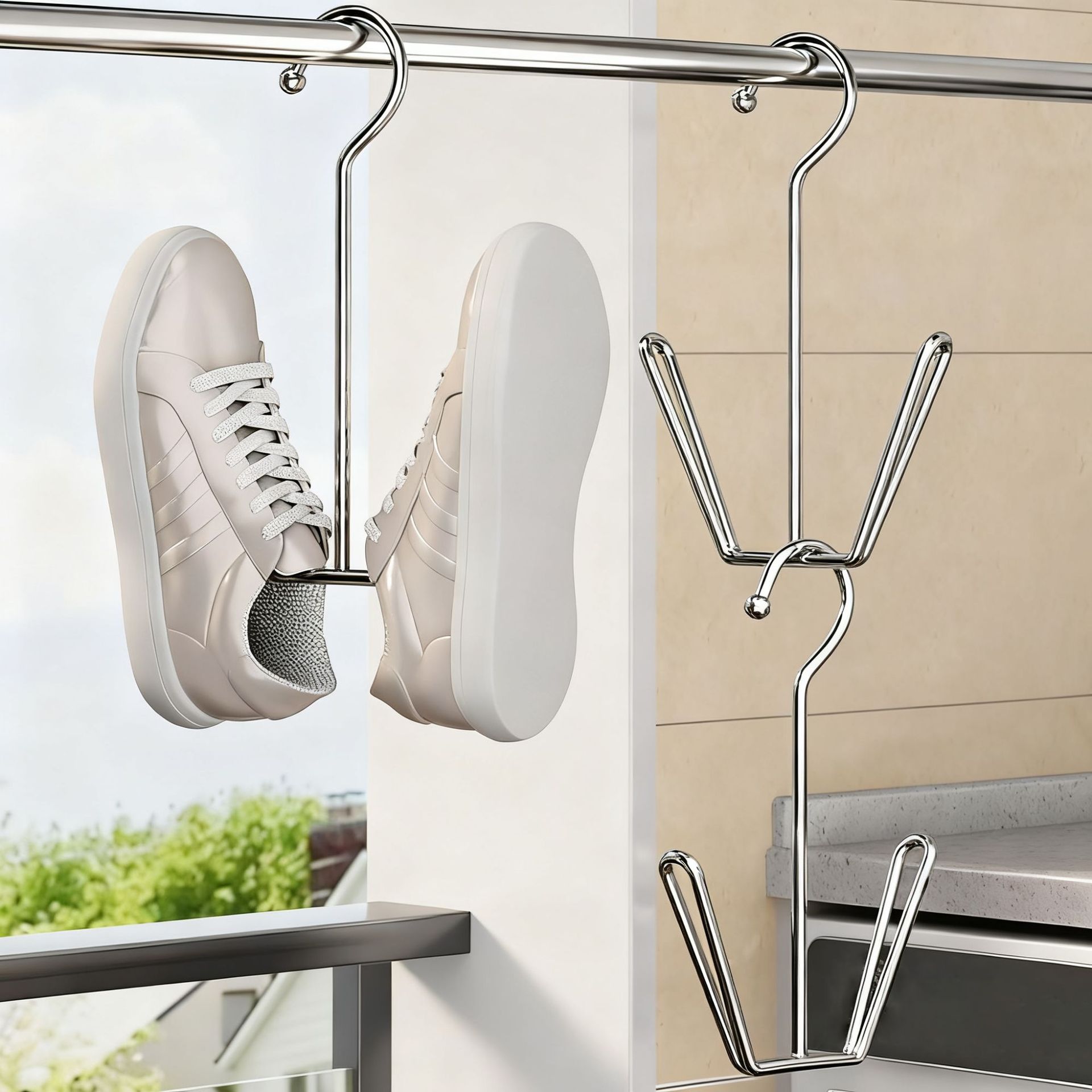 Shoe Drying Rack Balcony Windproof Stainless Steel Sandal Rack Indoor and Outdoor Shoe Drying Sandal Artifact Rack Household Shoe Drying Hook