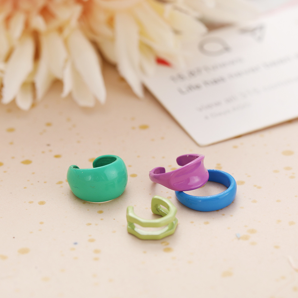 Wholesale Jewelry Cute Geometric Multi-color Ear Clip Set Nihaojewelry display picture 5