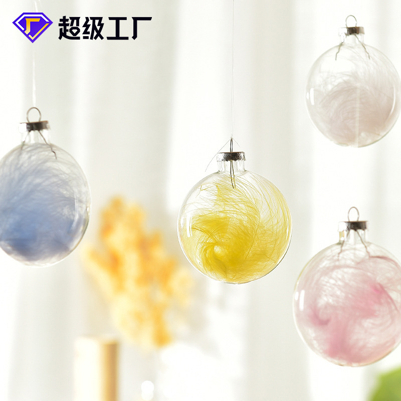 Bola transparente decorativa Bola de plumas bola hueca de vidrio diseño de techo bola colgante bola creativa DIY bola decorativa