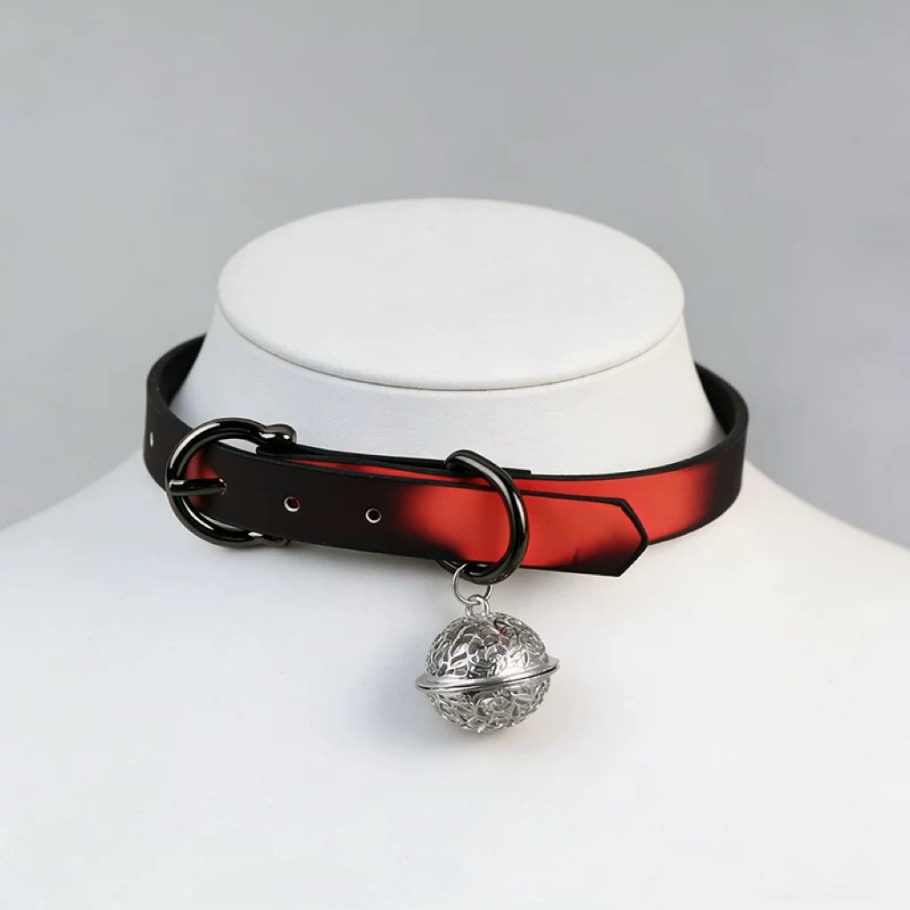 Temperature-Sensitive Color-Changing Collar, Leash, Bell, Choker, Punk-Style Leather Neck Chain for Small Dogs, Hot Girl Vibe Accessory