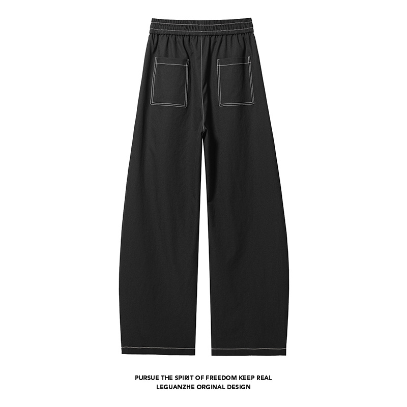 Pantaloni casual da uomo in stile retrò giapponese con cuciture a vista, marchio di tendenza autunnale, stile rilassato, vestibilità dritta oversize_voghion.com