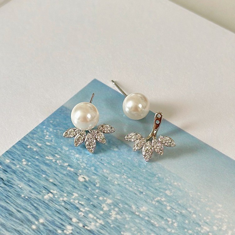 F7903 진주 잎 귀걸이