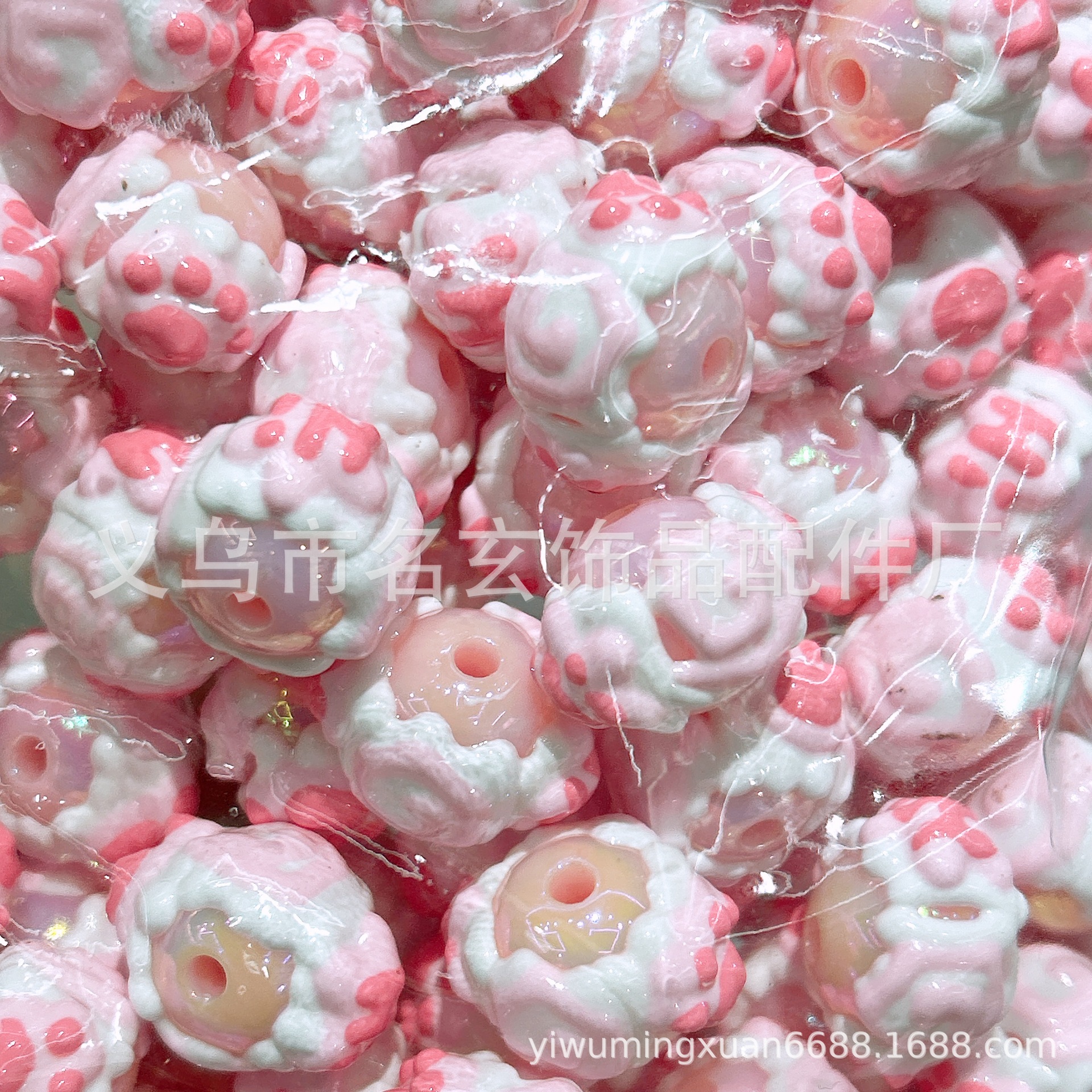 亚克力重油手绘圆珠diy满油手绘圆珠散珠串珠笔车挂配件材料圆珠