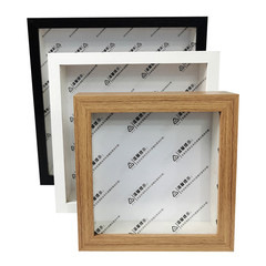 月球粘土蝴蝶標本乾花立體相框中空厚正方形積木diy畫框木質