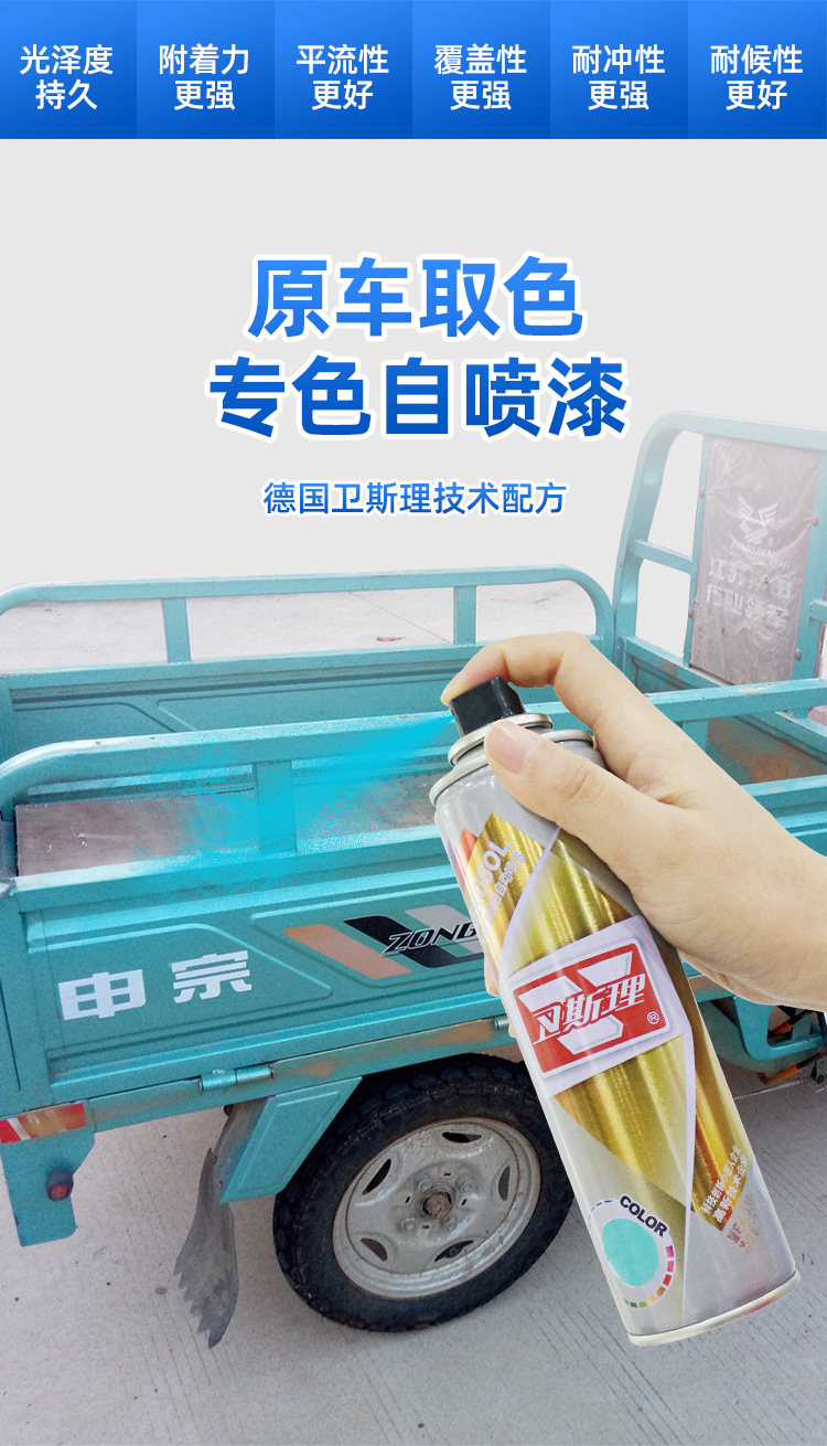 Huaixian Blue Jinpeng Zongshen Blue Silver Blue Electric Tricycle Refurbished Metal Glitter Light Blue Hand-Cranked Automatic Spray Paint