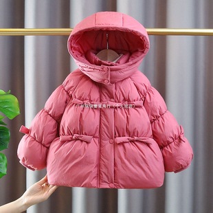 Foreign-style girls baby down jacket children's women's baby warm duck down coat princess winter long solid color