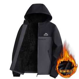棉衣男冬季加绒加厚外套连帽拼接夹克服袄子休闲潮流棉服秋冬款