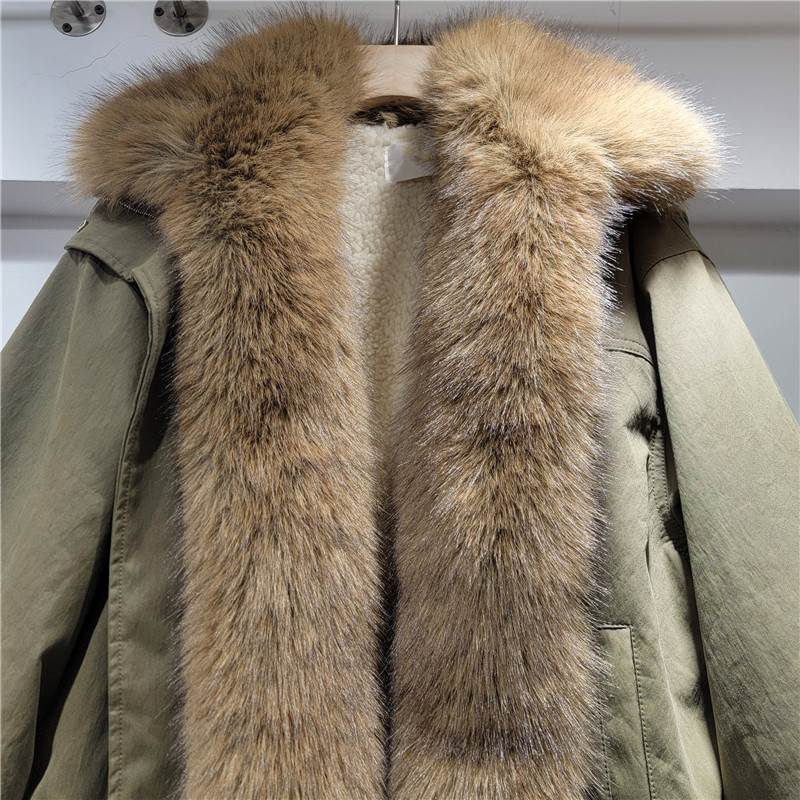 2025 invierno nuevo abrigo de piel en una chaqueta engrosada otoño invierno suave cuello de lana de mujer suelto retro regalar pie superado