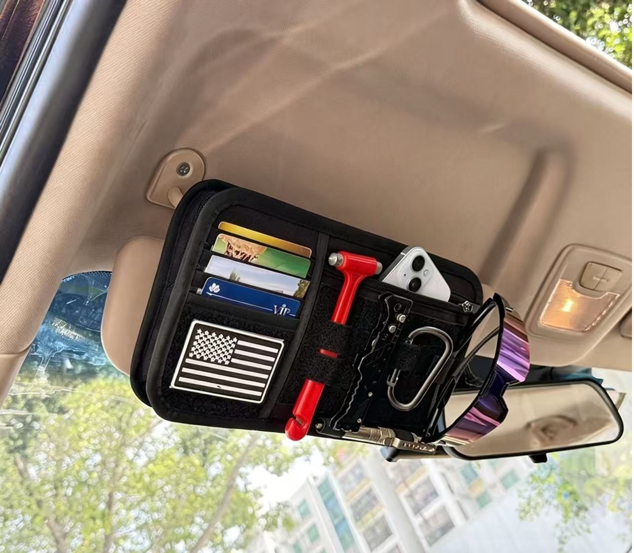 Hot-Selling Car Sun Visor Storage Bag, Car Glasses Holder Storage Bag, Car Interior Document Holder, Card Holder