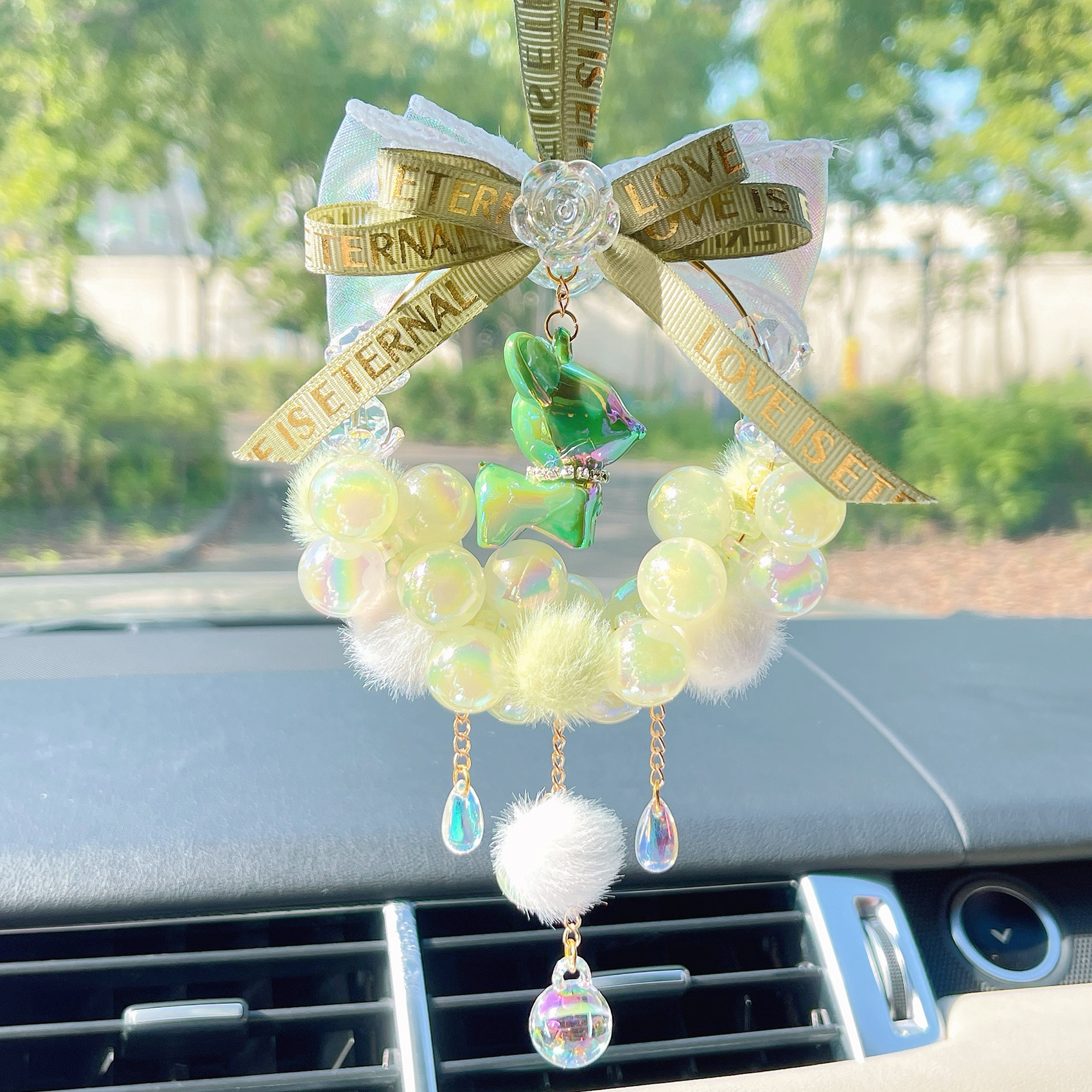 Cute and Colorful Deer Car Hanging Ornament Rearview Mirror Pendant Decoration for Girls Car Accessory