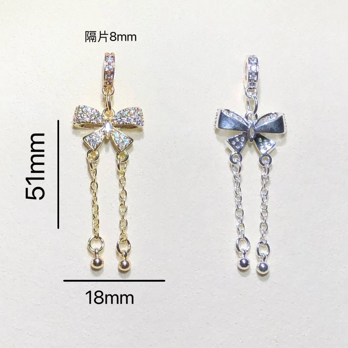 14K Gold-Plated Color-Preserving Crystal DIY Accessories Bowknot Tassel Pendant Chain Spacer Beads Bracelet Necklace Beaded Accessories