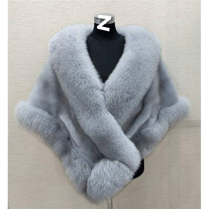 2025新款仿水貂狐狸毛皮草披肩百搭仿皮草外套女斗篷加大礼服披风