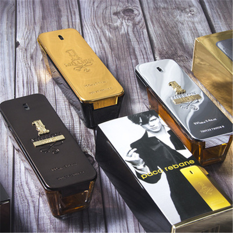 Foreign trade cross-border gold million perfume wood flavor leather temptation men's fragrance rich 100ml