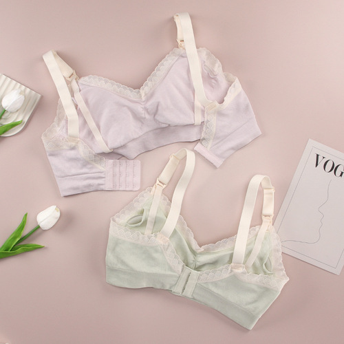 No wire nursing bra, mommy postpartum nursing bra, sexy lace front button push-up seamless bra for women