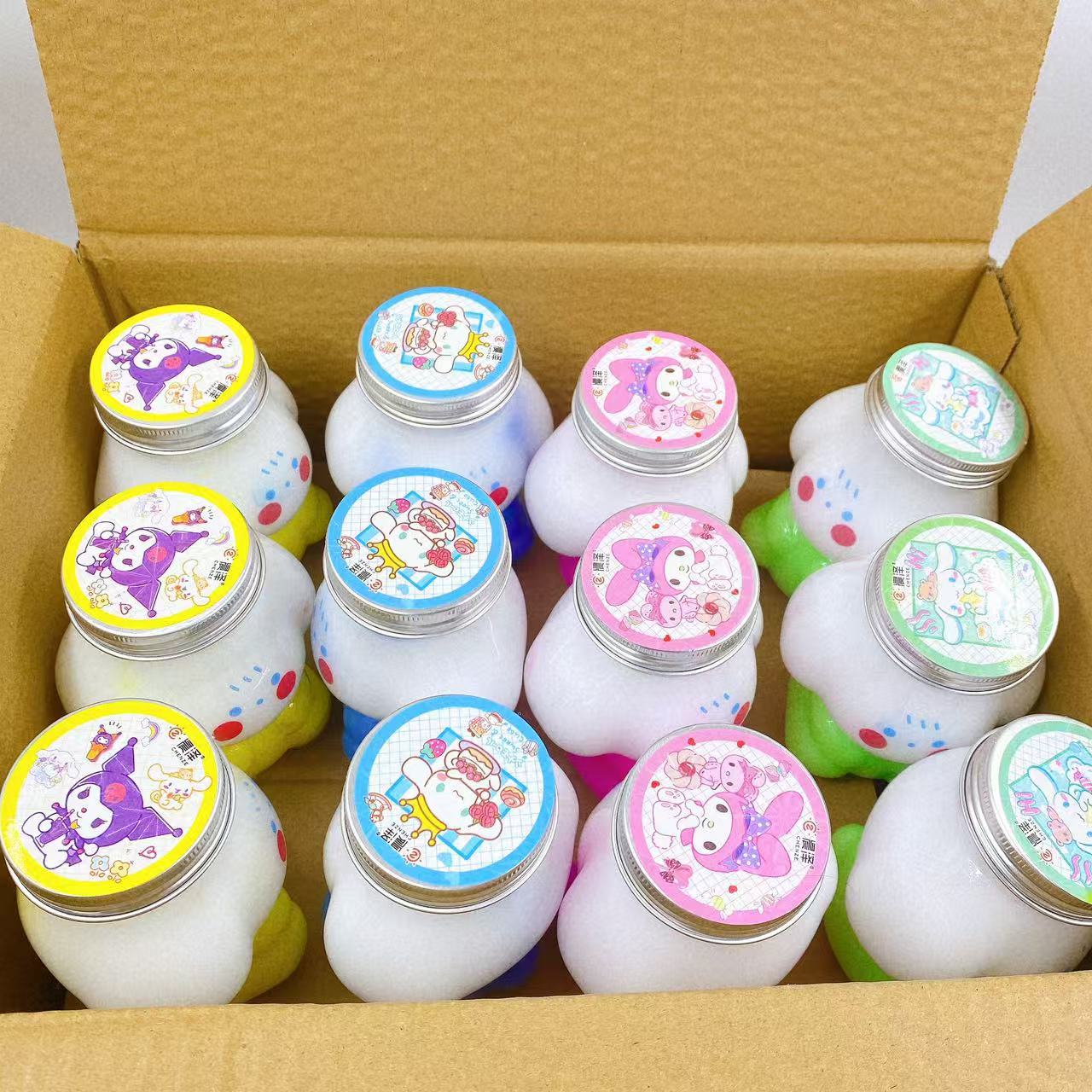 Nuevos dibujos animados abrazar leche goma espumante lindo barro de cristal juguetes de reducción de presión doble color falso acuarela barro al por mayor