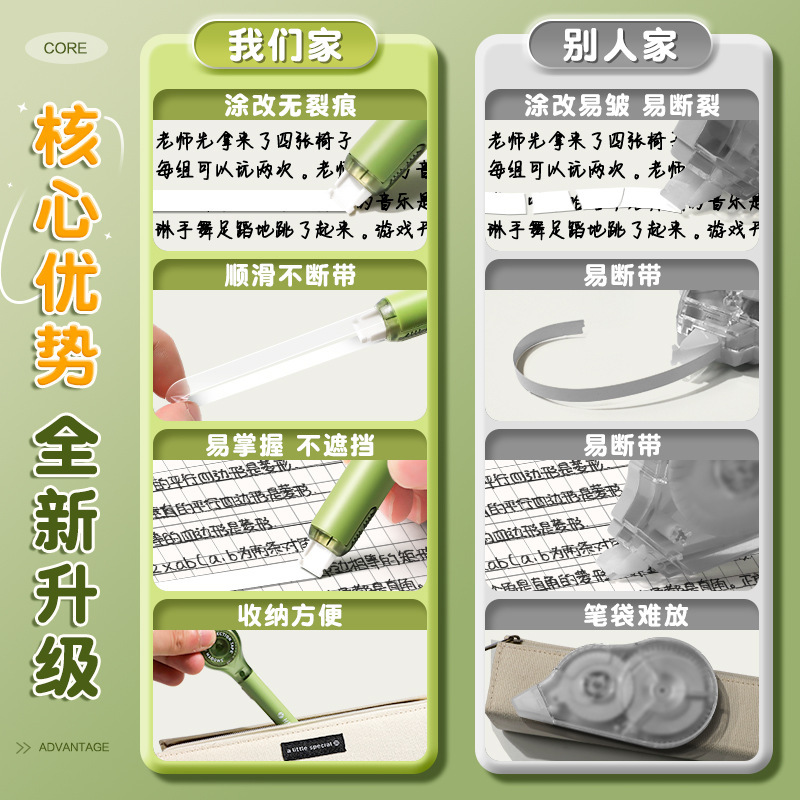 笔式修正带可换替芯学生用涂改带乐普生大容量改错带笔型