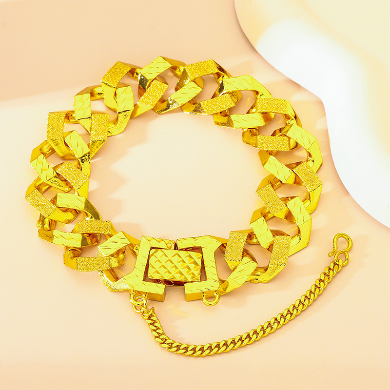 Vietnamese Gold-Plated Men's Thickened Korean Chain Bracelet, Thickened Weighted Bracelet Wholesale Thickened Bracelet