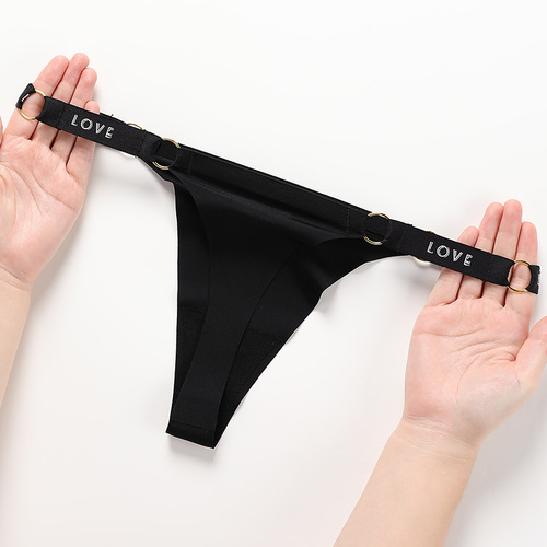 European and American large size sexy underwear women's summer exquisite metal ring seamless ice silk pure cotton crotch quick-drying women's thong