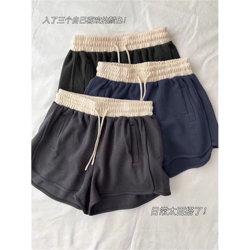 Loose Running Fitness Shorts for Women, New Summer Style, Sports Wide-Leg Pants, Color-Blocking, Elastic Waist, Hot Pants, Casual Pants, Trendy Cross-Border