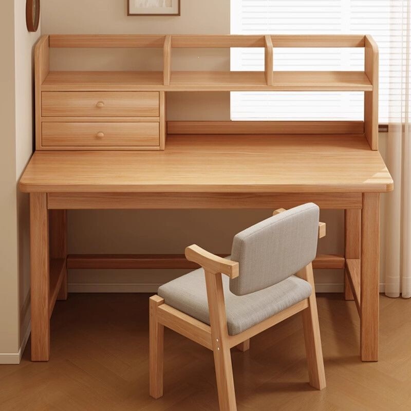Solid wood writing desk, integrated computer desk, bedroom bookshelf, study table for students, home study and office desk Solid wood writing desk, integrated computer desk, bedroom bookshelf, study table for students, home study and office desk
