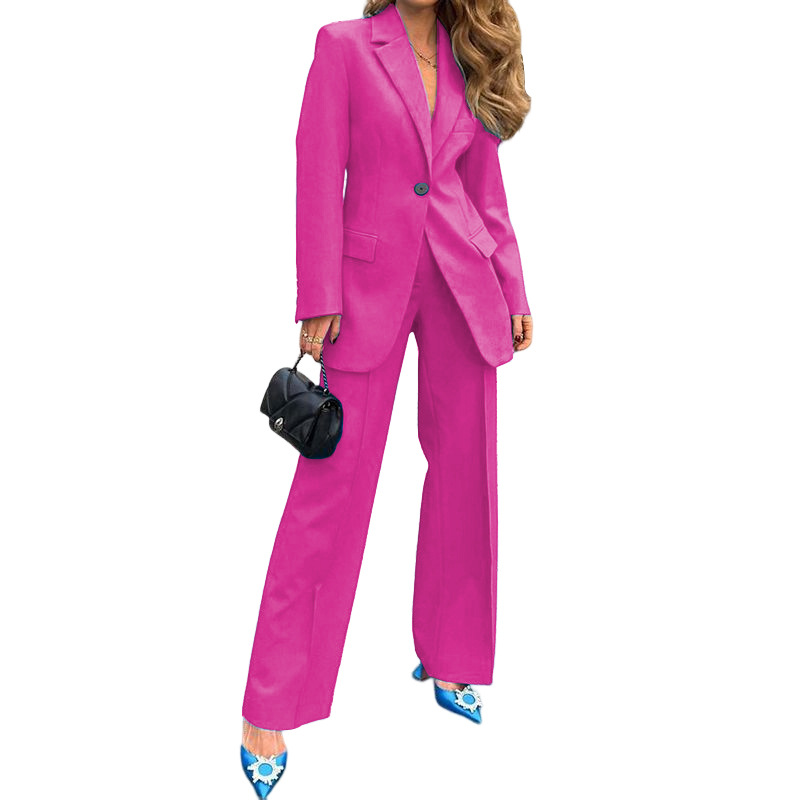 GraceChic FD1069 Collection Automne-Hiver 2023 - Nouveau blazer et pantalon décontractés unis - Collection deux pièces - Nouveauté Femme - Disponible_voghion.com