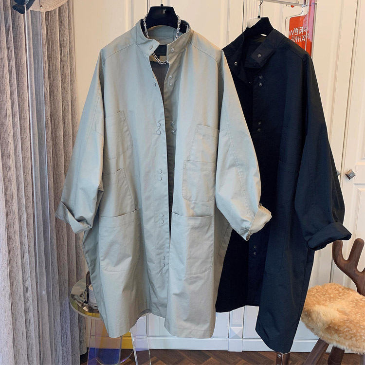 Mall P Brand Bargain Women's Clothing! Early Autumn Loose Batwing Sleeve Silhouette Stand Collar Stylish Long Trench Coat Jacket for Women Mall P Brand Bargain Women's Clothing! Early Autumn Loose Batwing Sleeve Silhouette Stand Collar Stylish Long Trench Coat Jacket for Women