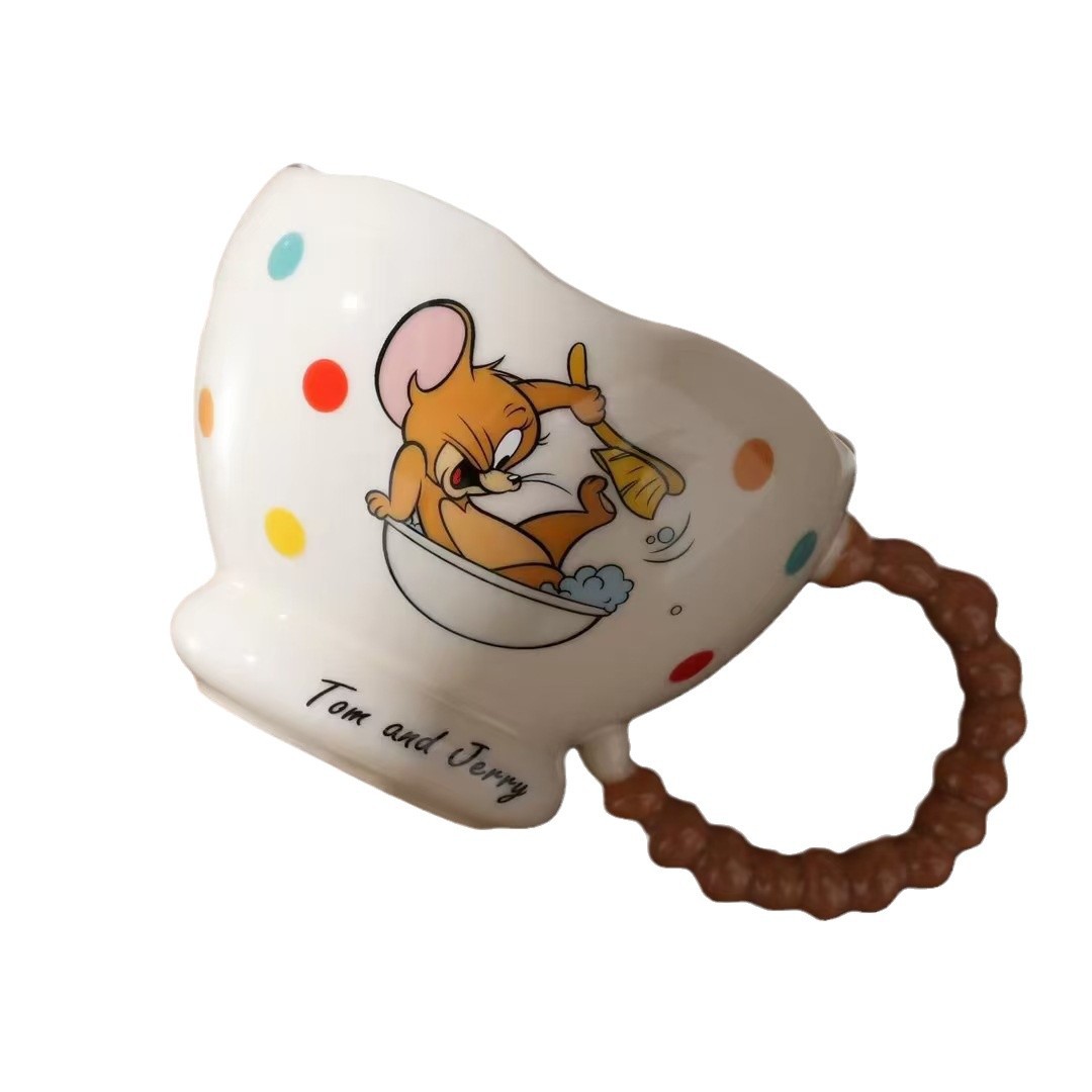 Taza de bebida de gato y ratón autorizada genuina Regalo de cerámica Taza de desayuno de gato Tom personalizada Taza de regalo de mano