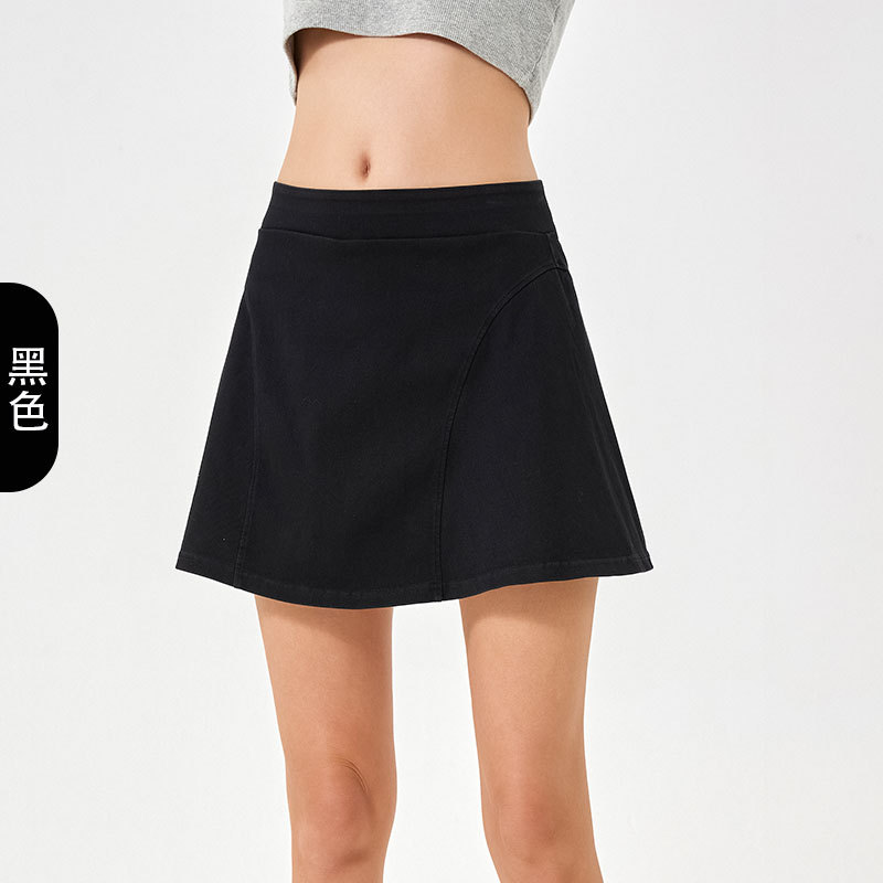 Otoño y invierno nuevo alto elástico falso de dos piezas denim falda de yoga para mujeres cintura alta adelgazamiento de caderas deportivas pantalones cortos de fitness