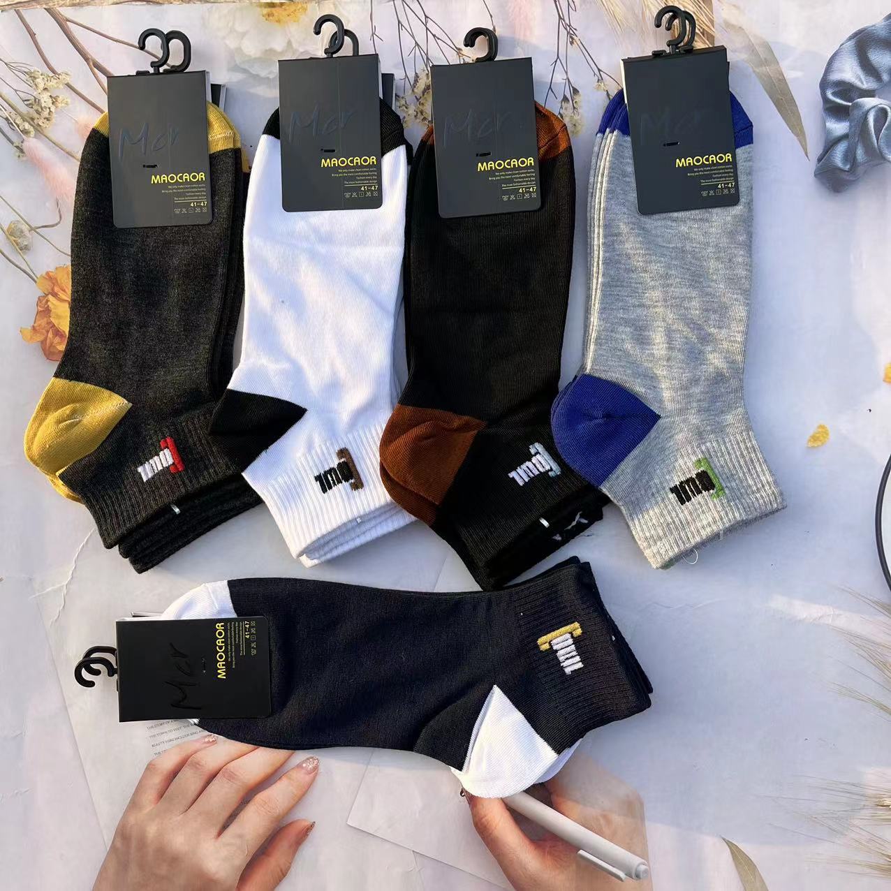 2023新潮款精梳棉短袜春夏季男女运动学院风吸汗船袜详情1