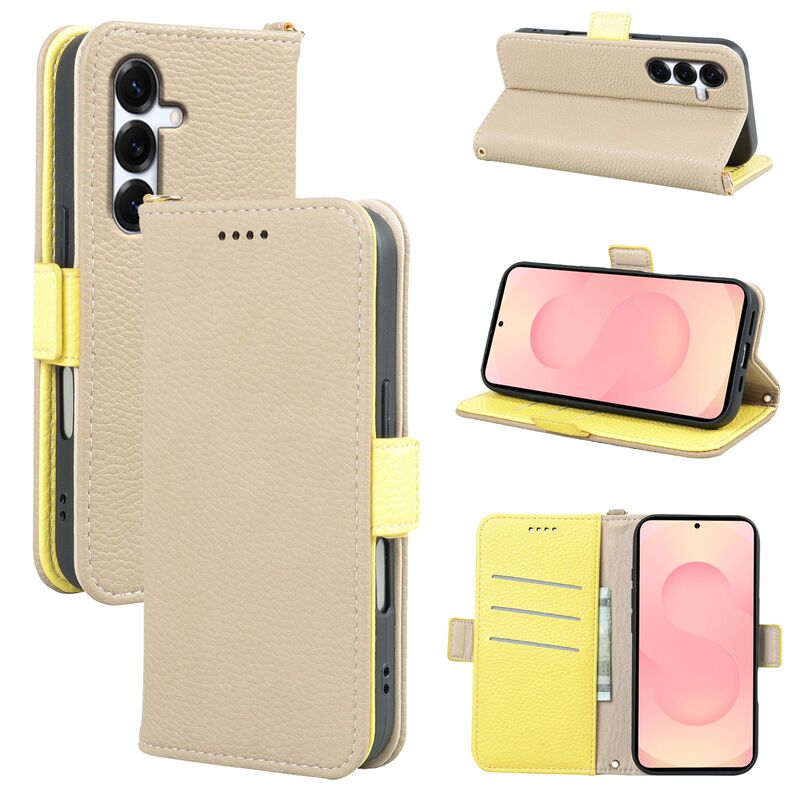 Suitable for Samsung Samsung S24Fe Pebbled Side Buckle S25Edge Card S22 Flip S23 Mobile Phone Leather Case