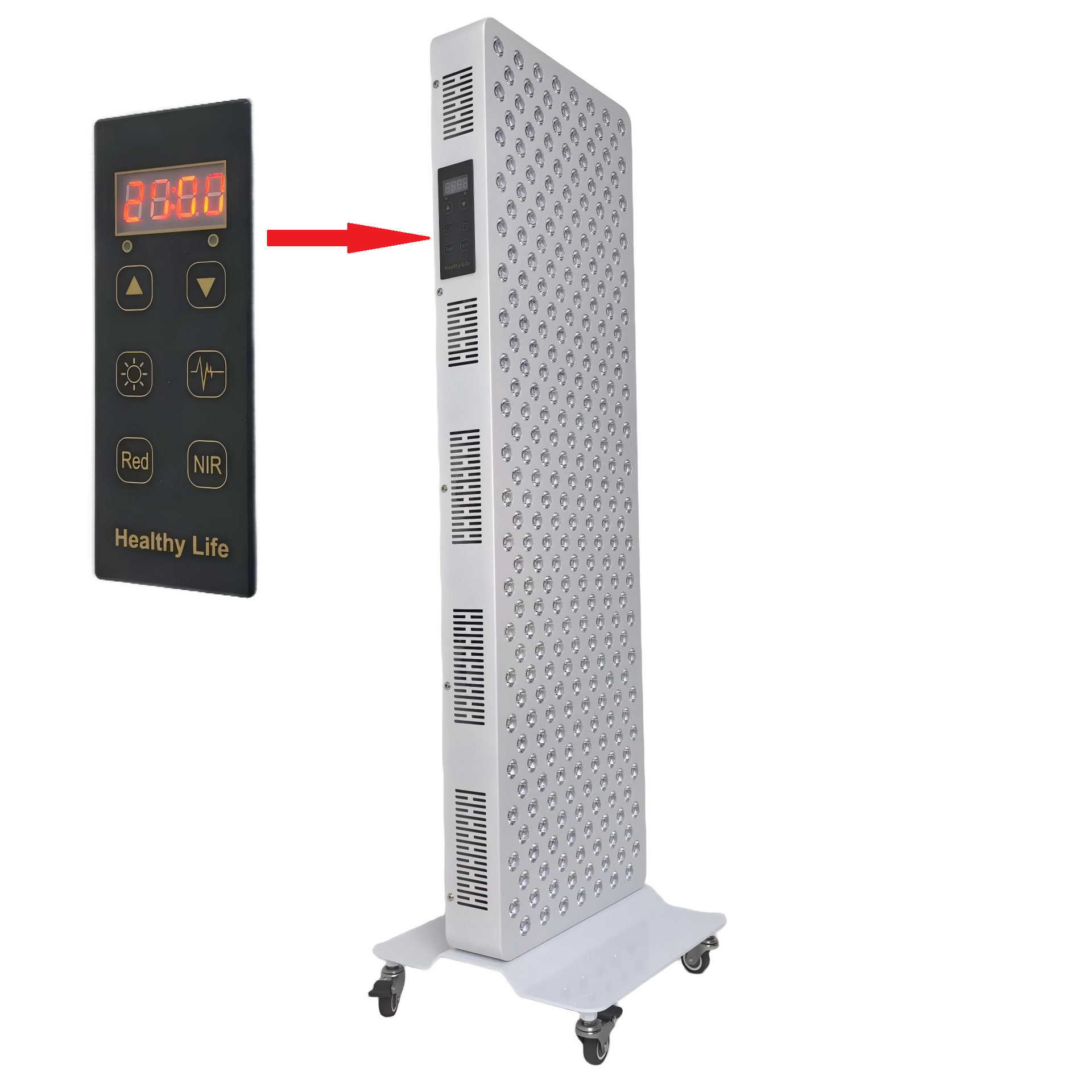 Lámpara de terapia infrarroja de 1500W, panel de terapia de luz roja LED, terapia de luz roja de 660nm y 850nm, lámpara de tratamiento con luz roja.
