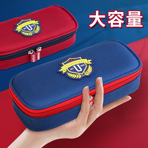 British style pencil case three-layer large-capacity pencil case student high-looking pencil case canvas stationery bag pencil case wholesale