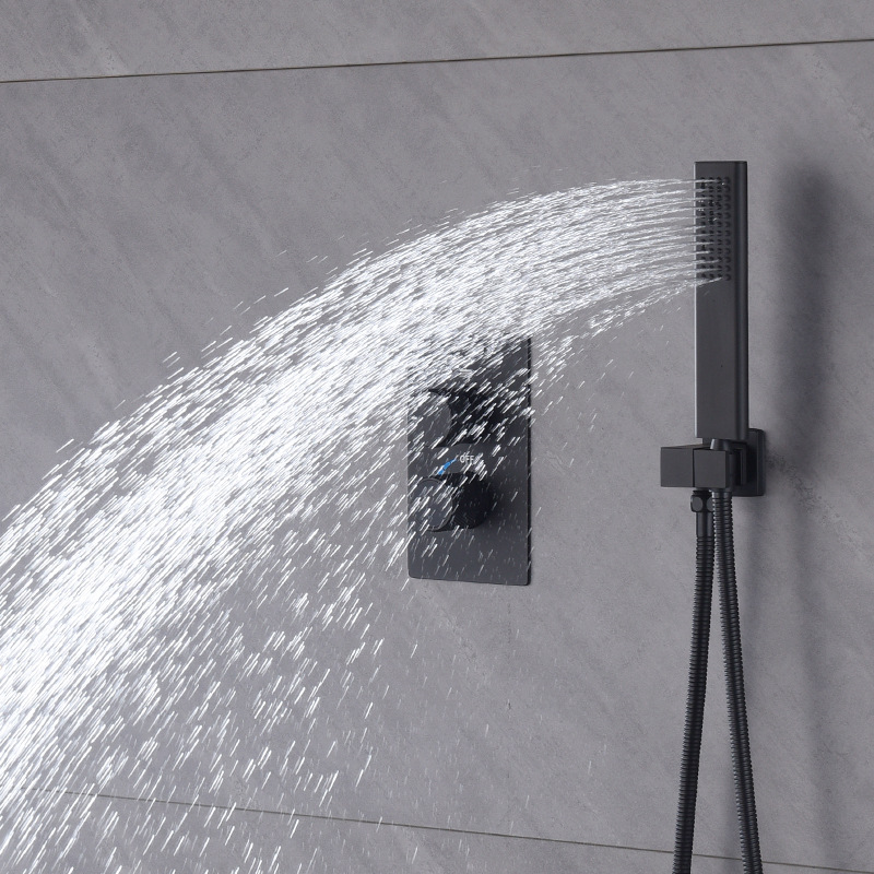 Juego de ducha digital de estilo chino nuevo, totalmente de cobre, para agua caliente y fría, con instalación empotrada oculta para apartamentos y hoteles.