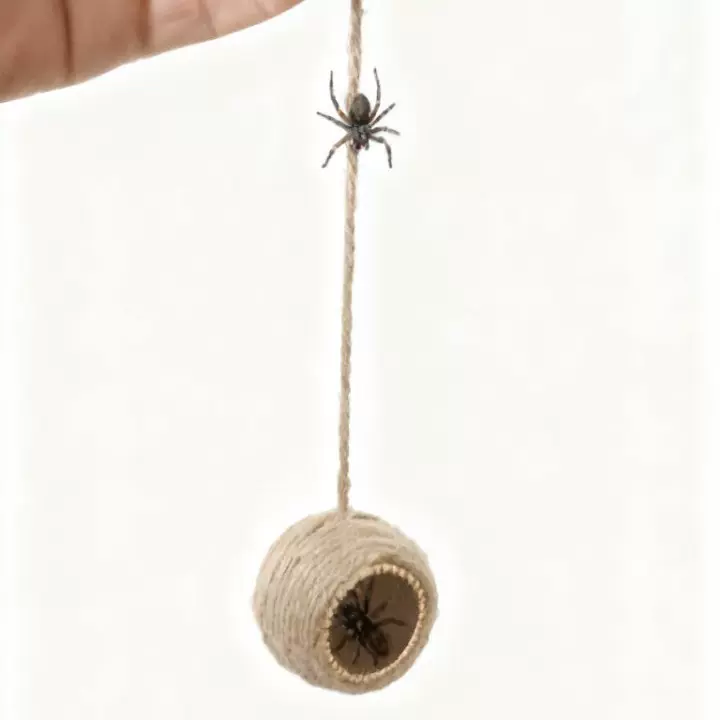 吸盘麻绳编织跳蛛躲避窝草窝挂件小型爬虫箱不锈铁躲避窝跨境批发