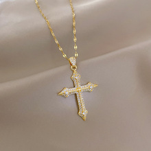 菱角十字架爆款新款抖音钛钢项链男女饰品时尚个性网红简约