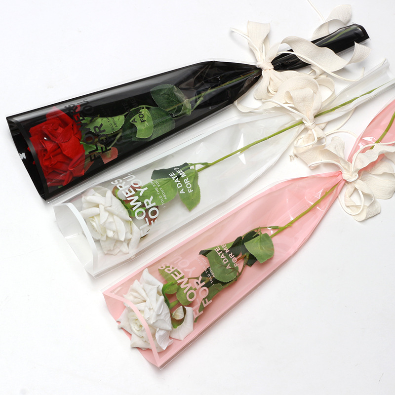 Rose Bouquet OPP solo bolso marco inglés bolsa transparente flor material de embalaje flor tienda material bolsa decorativa