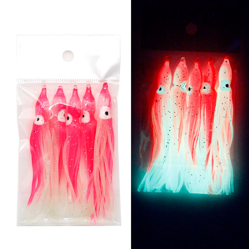 Octopus Fishing Lures Luminous Octopus Skirts Fishing Squid Skirts Soft Octopus Squid Skirts Glow Plastic Octopus Trolling Bait Saltwater Squid Skirts Soft Octopus Bait for Bass Trout