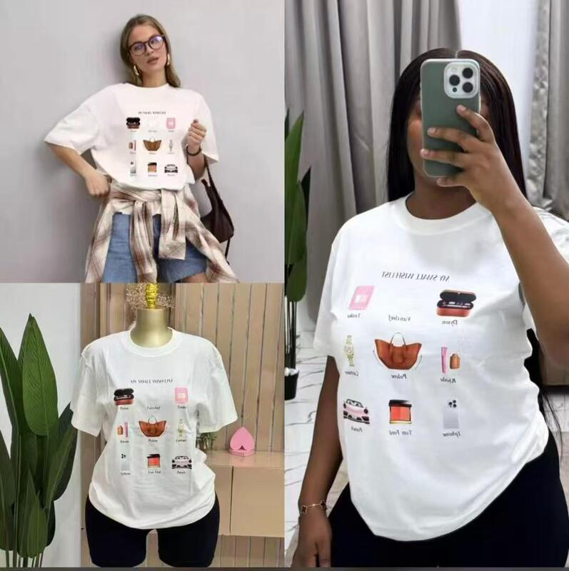 300g New Style Fun and Cute Trendy Retro Short-Sleeve T-Shirt with Various Prints, Instagram-Style, Feminine, 100% Summer Fashion