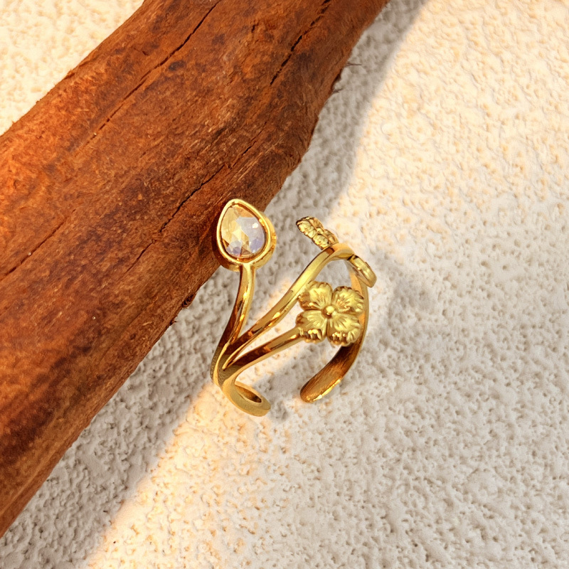 Women's Gender Plating Design Wholesale Jewelry Elegant Modern Style Heart Shape 304 Stainless Steel Plating Open Rings